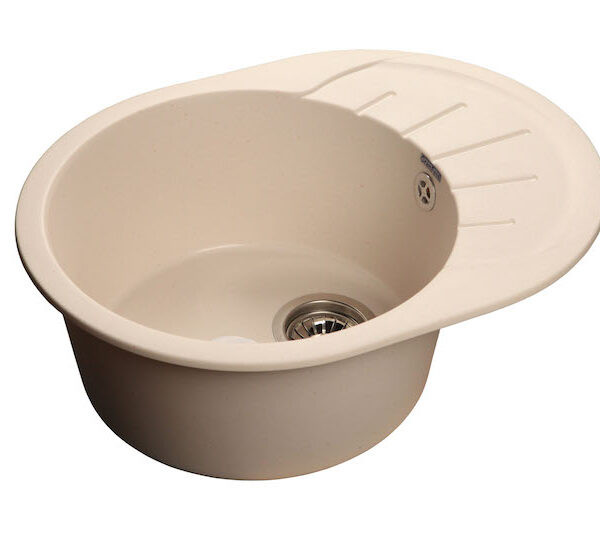 Granfest RONDO R-580 L Мойка мрамор с крылом 580*480 мм БЕЛЫЙ