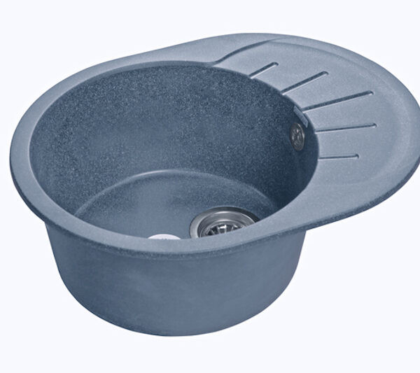 Granfest RONDO R-580 L Мойка мрамор с крылом 580*480 мм ГРАФИТ