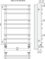 Terminus ВЕНТА П9 500х835 Полотенцесушитель водяной (560х835х500) 12