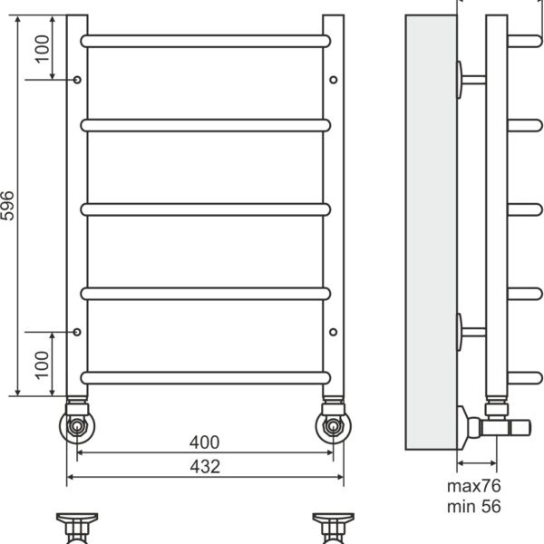 Terminus ВИКТОРИЯ П5 400х596 Полотенцесушитель водяной (432х596х400) 3