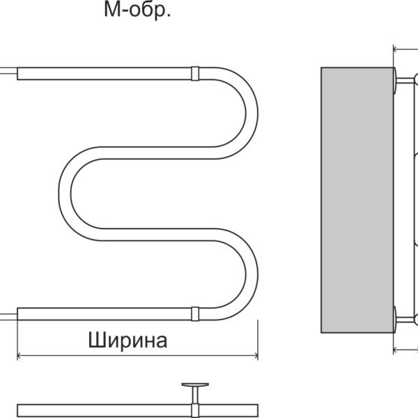 Terminus М_ОБРАЗНЫЙ ЗМЕЕВИК 32х2 500х500 Полотенцесушитель водяной (500х532х500) 3