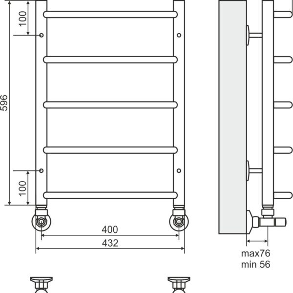 Terminus СТАНДАРТ П5 400х596 Полотенцесушитель водяной (432х596х400) 3