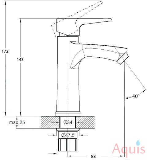 Solone FAB1-A020 Смеситель для умывальника (ХРОМ/МАТОВЫЙ) 3