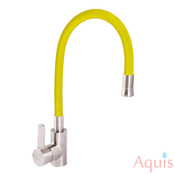 Zerix LR-74004-4 Смеситель для кухни (НЕРЖАВЕЙКА/ЖЕЛТЫЙ)