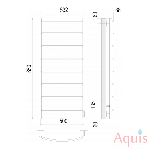 Terminus КЛАССИК П8 500×850 Полотенцесушитель электрический 3
